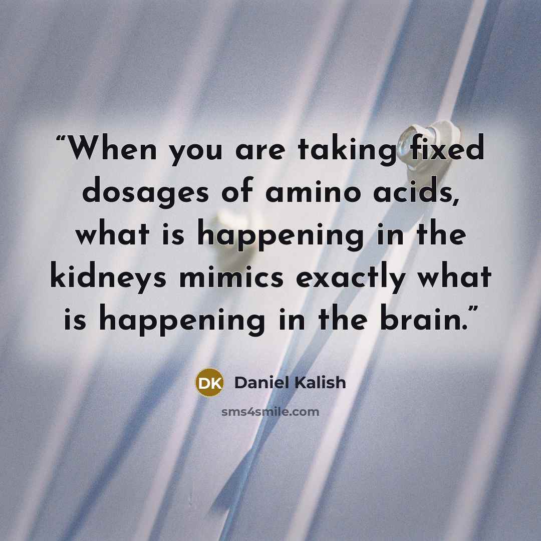 “When you are taking fixed dosages of amino acids, what is happening in the kidneys mimics exactly what is happening in the brain.” quote by Daniel Kalish