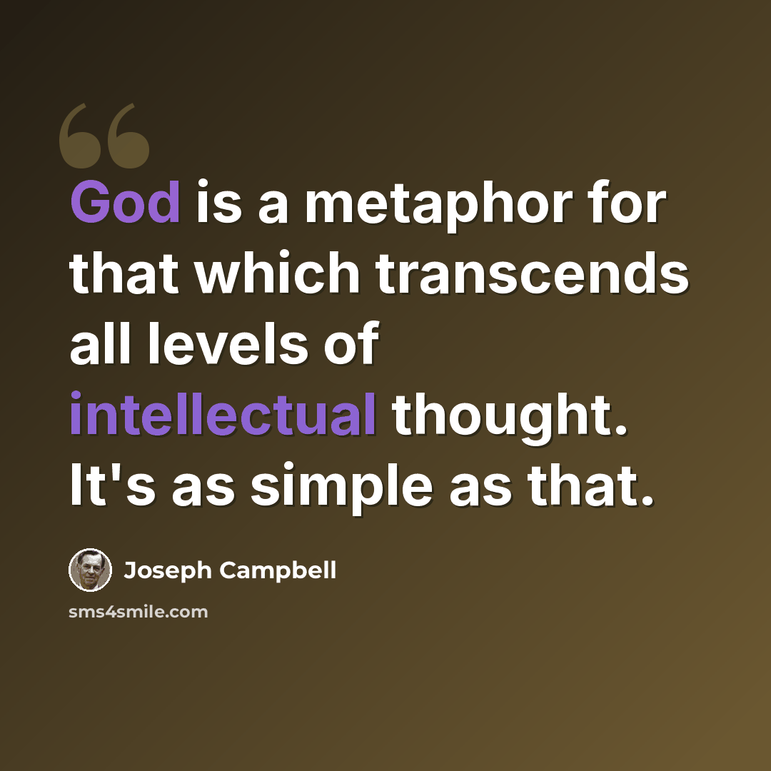 “God is a metaphor for that which transcends all levels of intellectual thought. It's as simple as that.” quote by Joseph Campbell