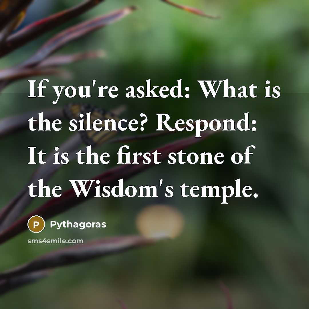 “If you're asked: What is the silence? Respond: It is the first stone of the Wisdom's temple.” quote by Pythagoras