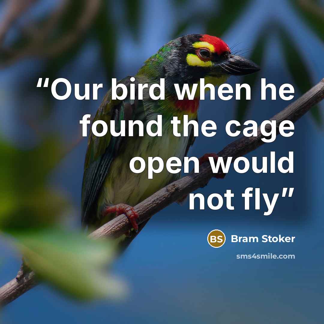 “Our bird when he found the cage open would not fly” quote by Bram Stoker