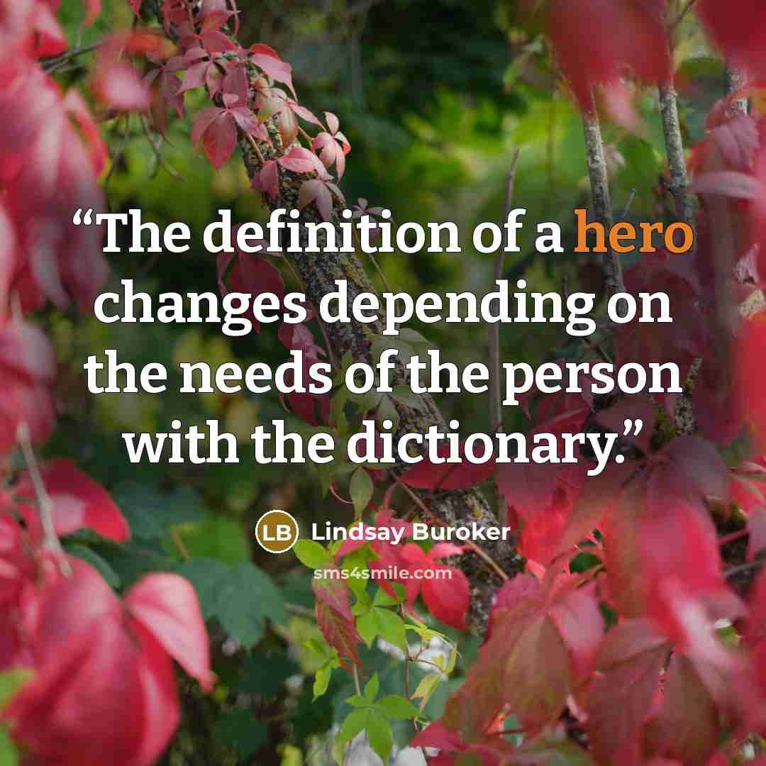 “The definition of a hero changes depending on the needs of the person with the dictionary.” quote by Lindsay Buroker