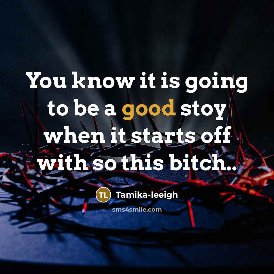 “You know it is going to be a good stoy when it starts off with so this bitch..” quote by Tamika-leeigh