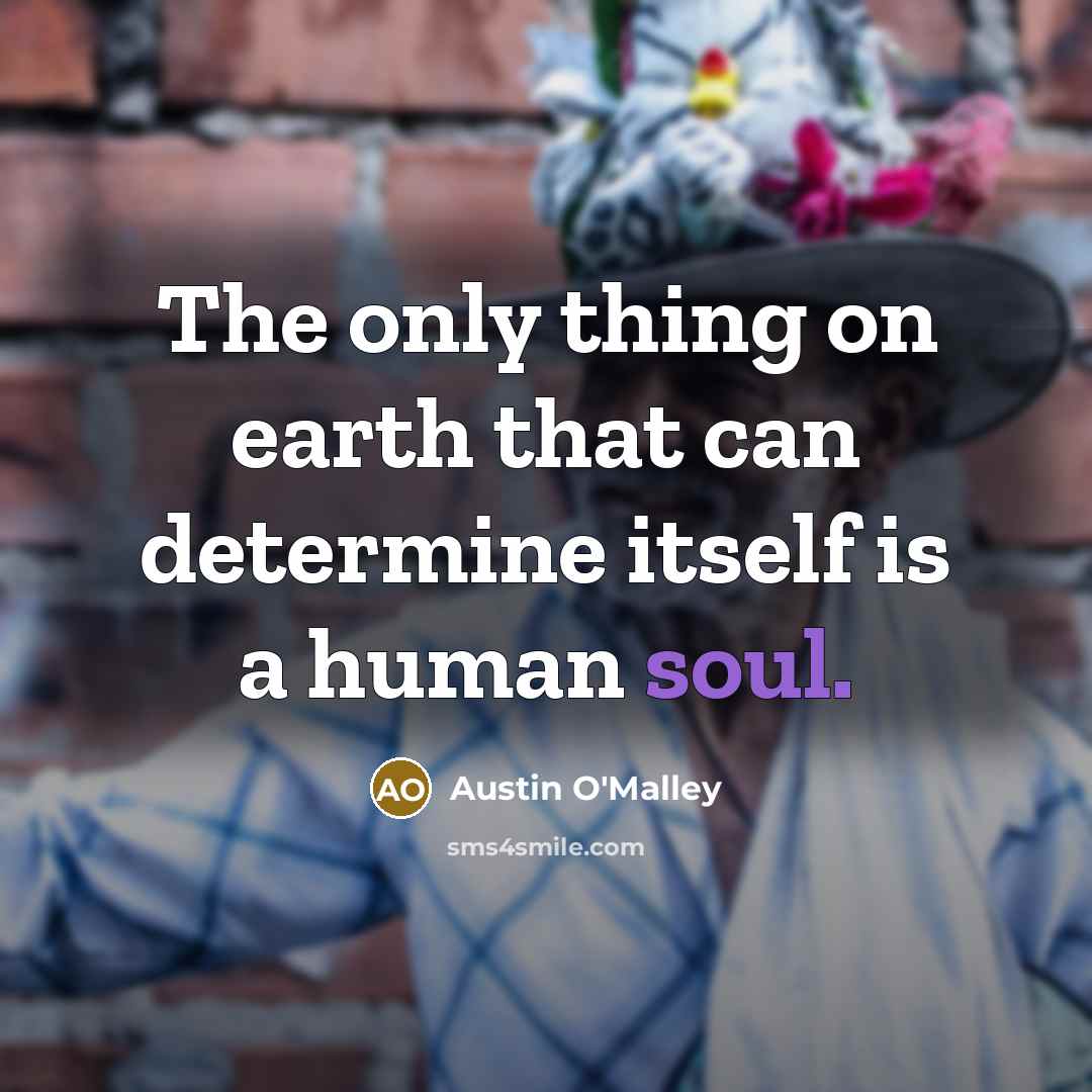 “The only thing on earth that can determine itself is a human soul.” quote by Austin O'Malley