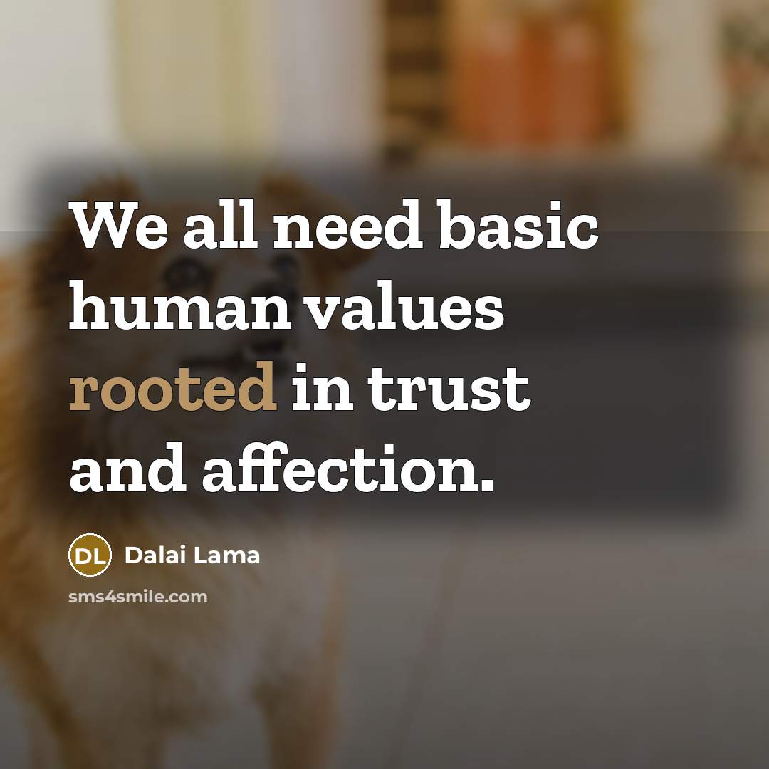 “We all need basic human values rooted in trust and affection.” quote by Dalai Lama