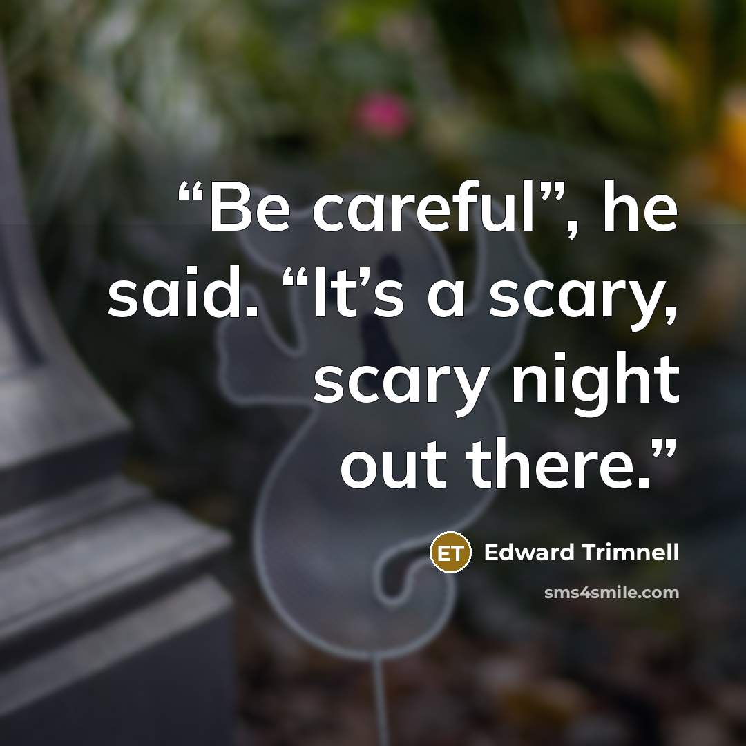 “Be careful”, he said. “It’s a scary, scary night out there.” quote by Edward Trimnell