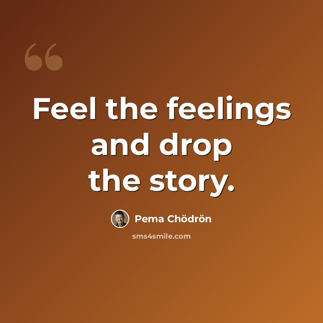 “Feel the feelings and drop the story.” quote by Pema Chodron