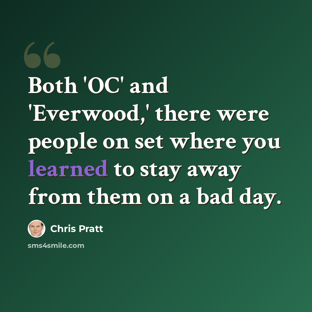 “Both 'OC' and 'Everwood,' there were people on set where you learned to stay away from them on a bad day.” quote by Chris Pratt