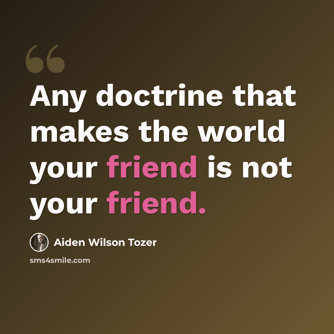 “Any doctrine that makes the world your friend is not your friend.” quote by Aiden Wilson Tozer