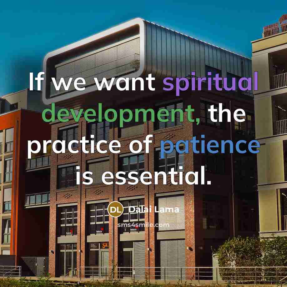 “If we want spiritual development, the practice of patience is essential.” quote by Dalai Lama