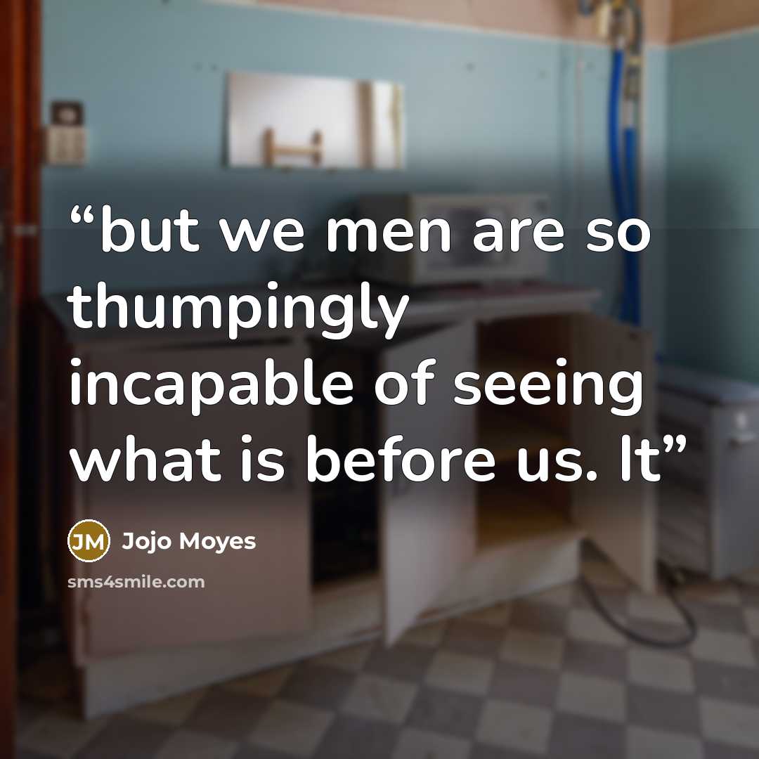 “but we men are so thumpingly incapable of seeing what is before us. It” quote by Jojo Moyes