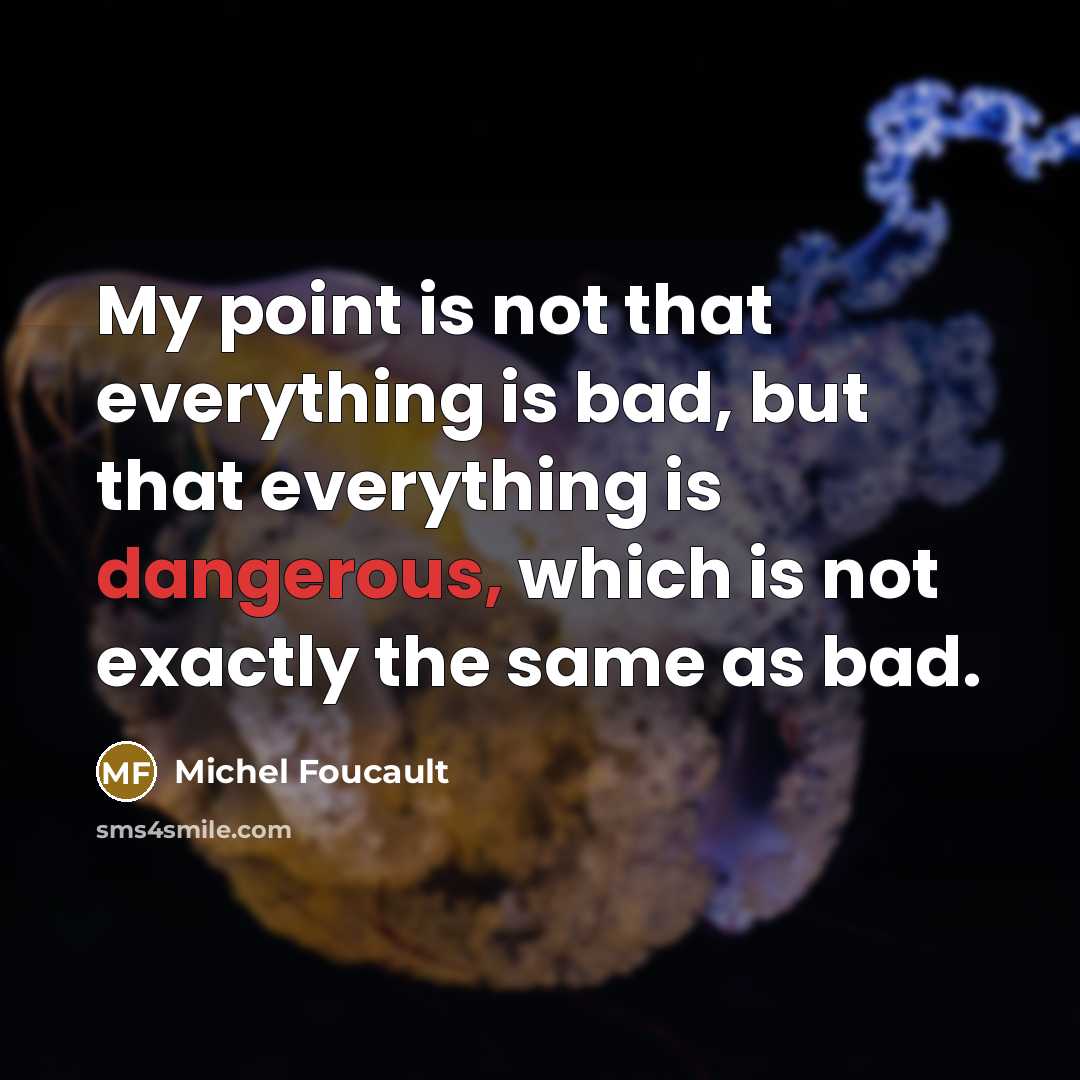 “My point is not that everything is bad, but that everything is dangerous, which is not exactly the same as bad.” quote by Michel Foucault