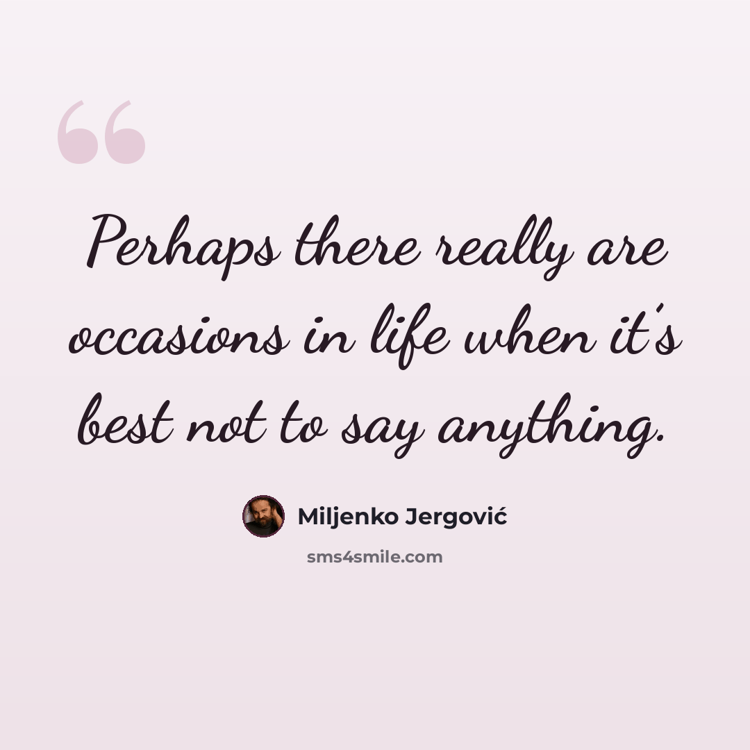 “Perhaps there really are occasions in life when it’s best not to say anything.” quote by Miljenko Jergovic