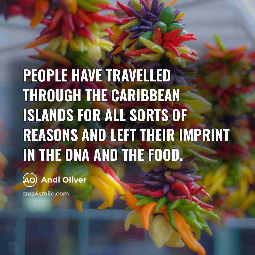 “People have travelled through the Caribbean islands for all sorts of reasons and left their imprint in the DNA and the food.” quote by Andi Oliver