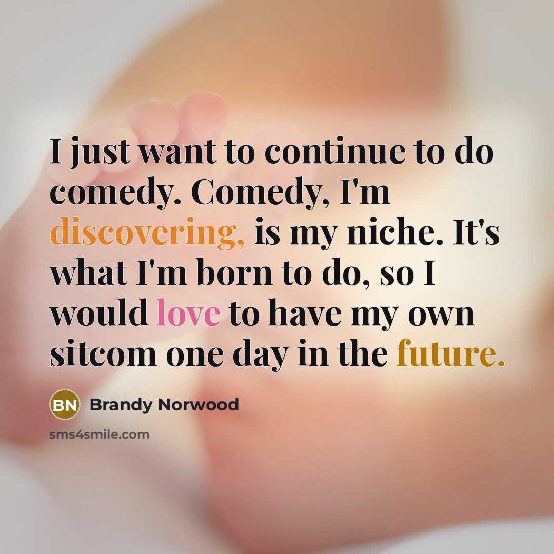 “I just want to continue to do comedy. Comedy, I'm discovering, is my niche. It's what I'm born to do, so I would love to have my own sitcom one day in the future.” quote by Brandy Norwood