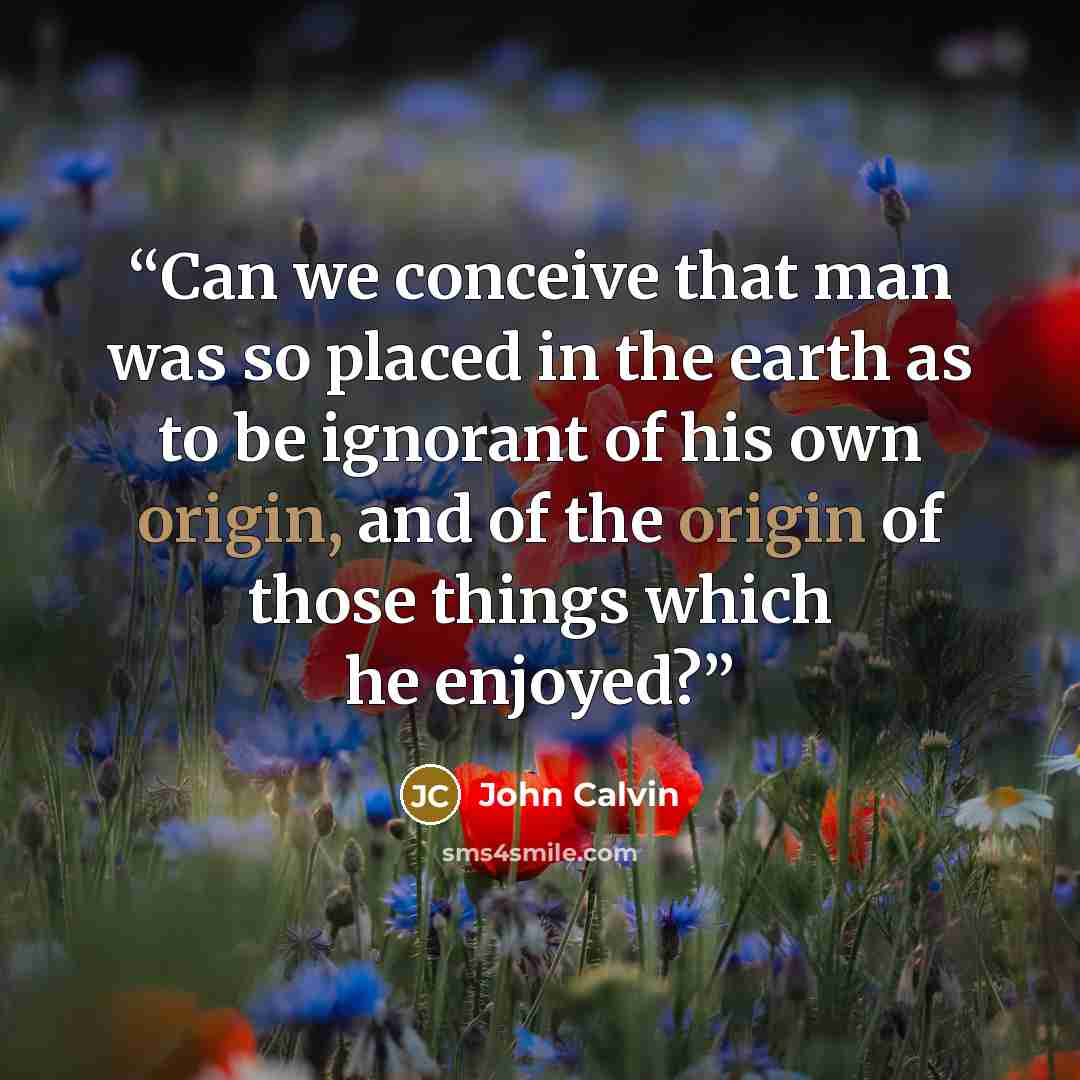 “Can we conceive that man was so placed in the earth as to be ignorant of his own origin, and of the origin of those things which he enjoyed?” quote by John Calvin
