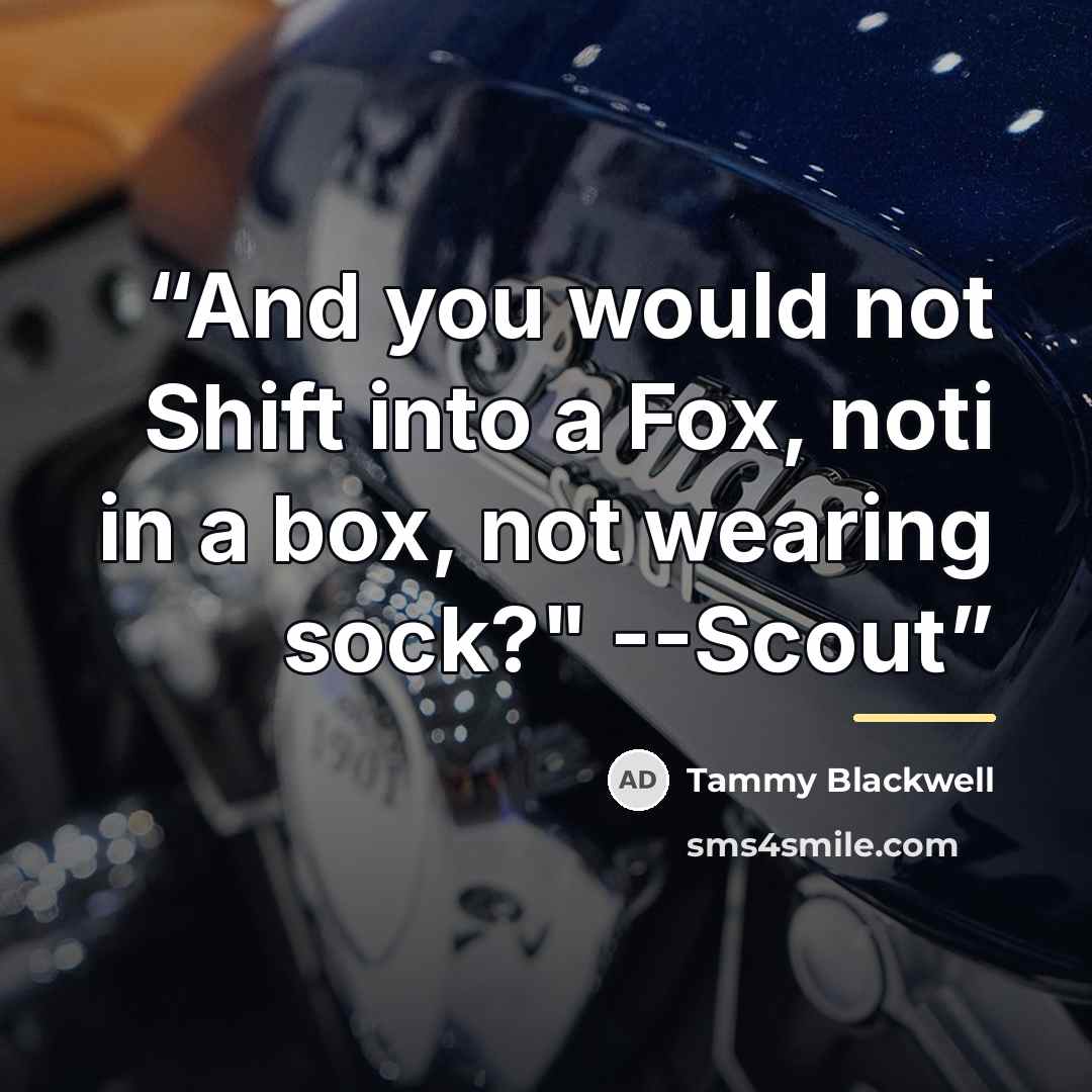 “And you would not Shift into a Fox, noti in a box, not wearing sock?" --Scout” quote by Tammy Blackwell