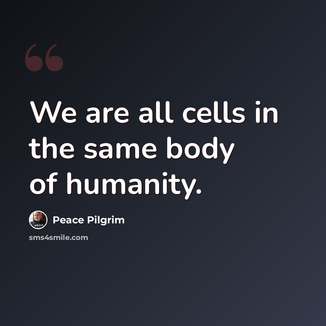 “We are all cells in the same body of humanity.” quote by Peace Pilgrim