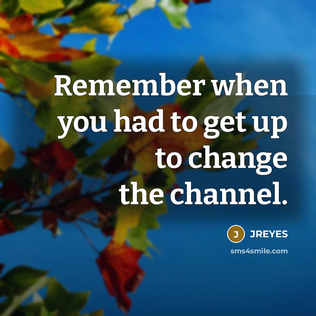 “Remember when you had to get up to change the channel.” quote by JREYES