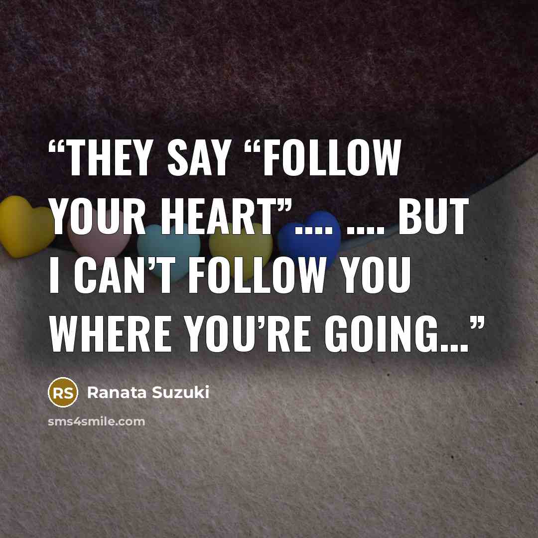 “They say “Follow your heart”…. …. But I can’t follow you where you’re going…” quote by Ranata Suzuki