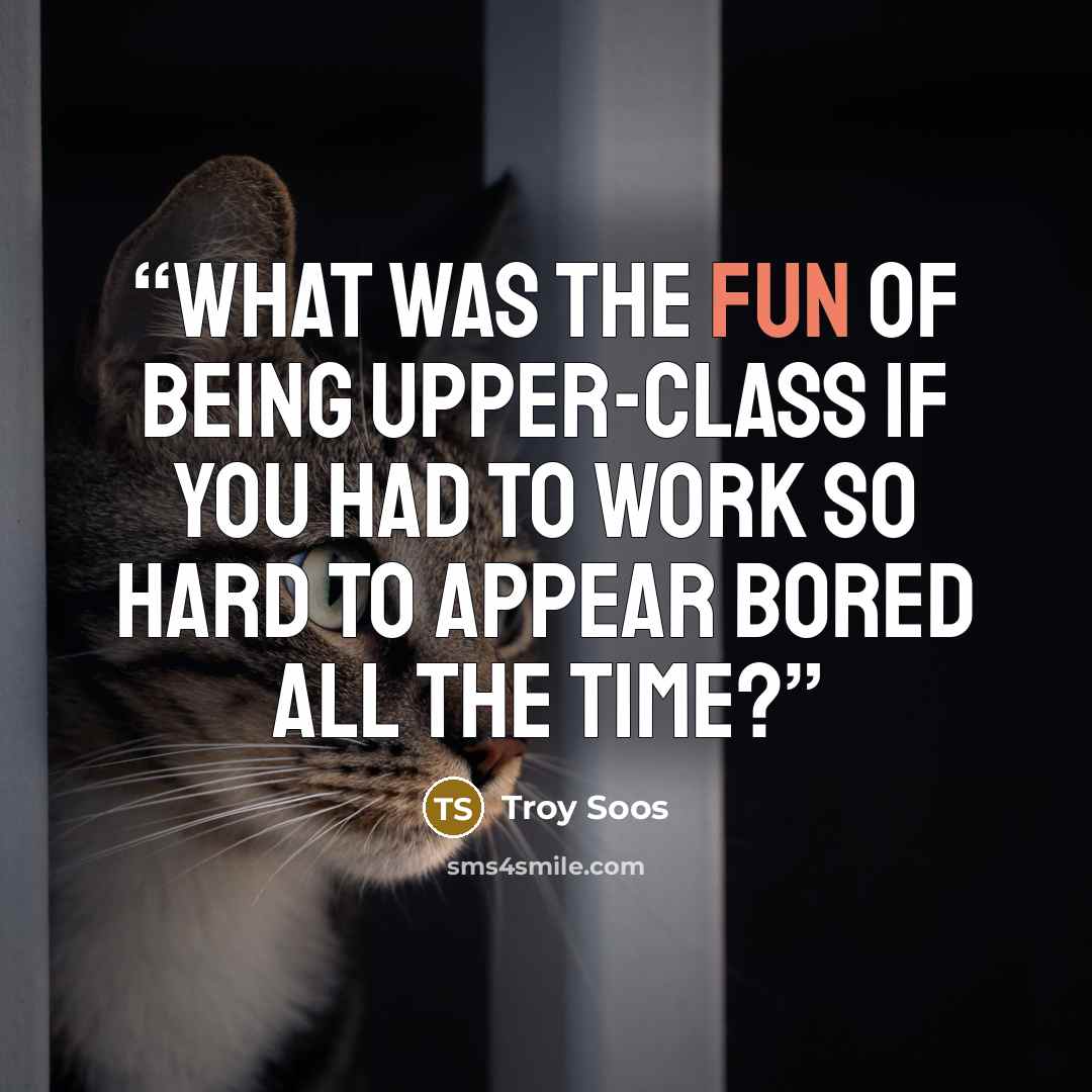 “What was the fun of being upper-class if you had to work so hard to appear bored all the time?” quote by Troy Soos