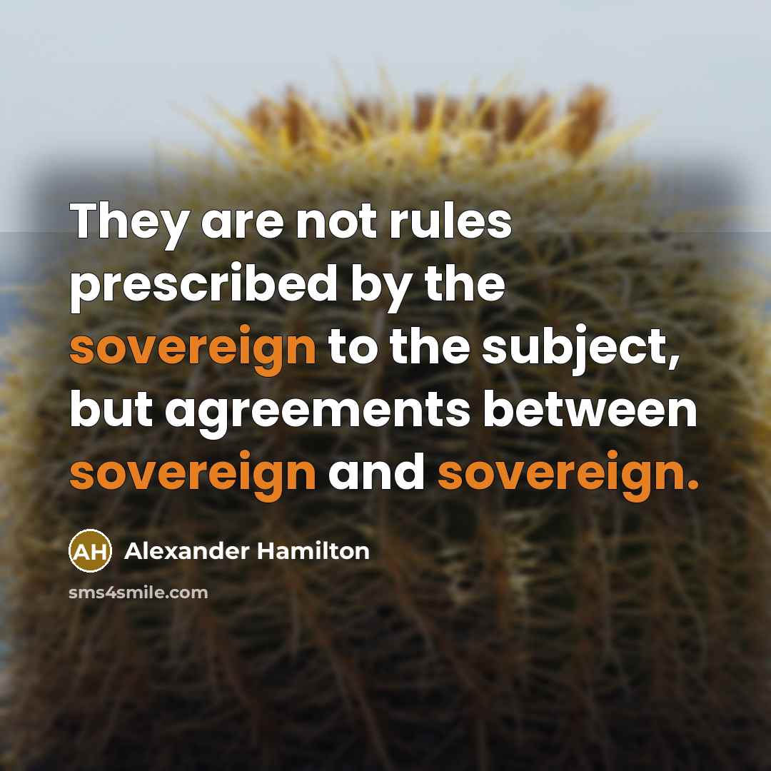 “They are not rules prescribed by the sovereign to the subject, but agreements between sovereign and sovereign.” quote by Alexander Hamilton