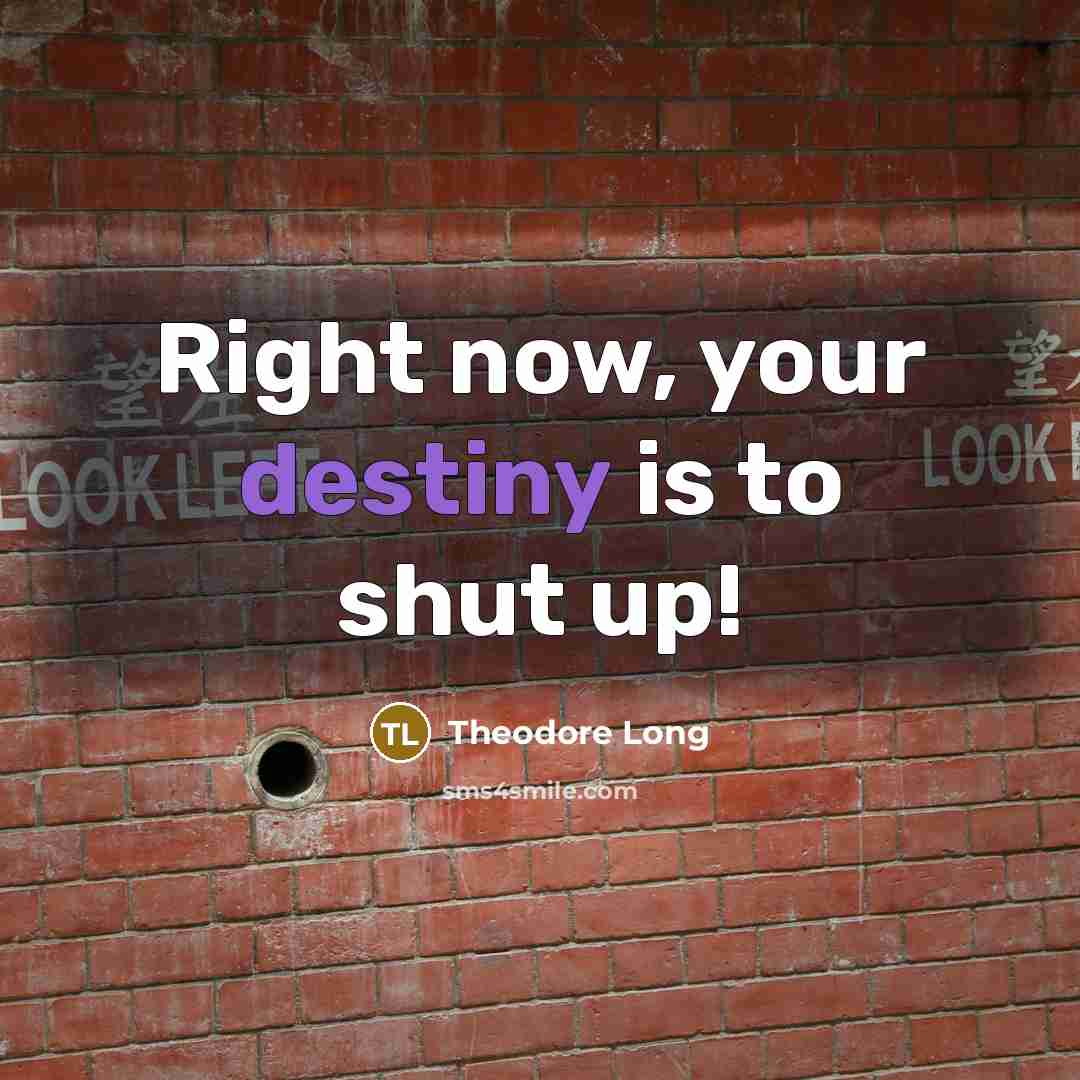 “Right now, your destiny is to shut up!” quote by Theodore Long