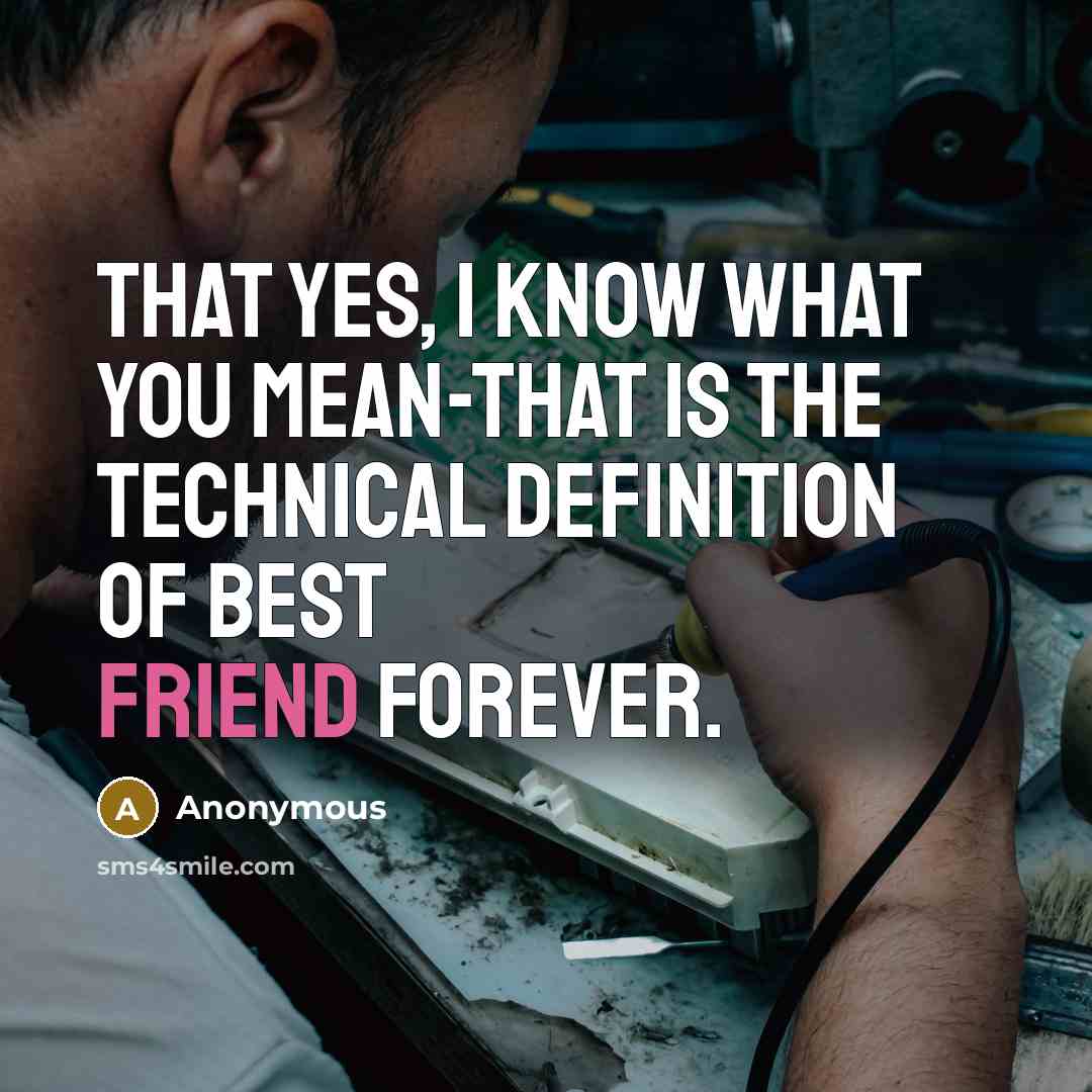 “That Yes, I know what you mean-that is the technical definition of Best Friend Forever.” quote by Anonymous