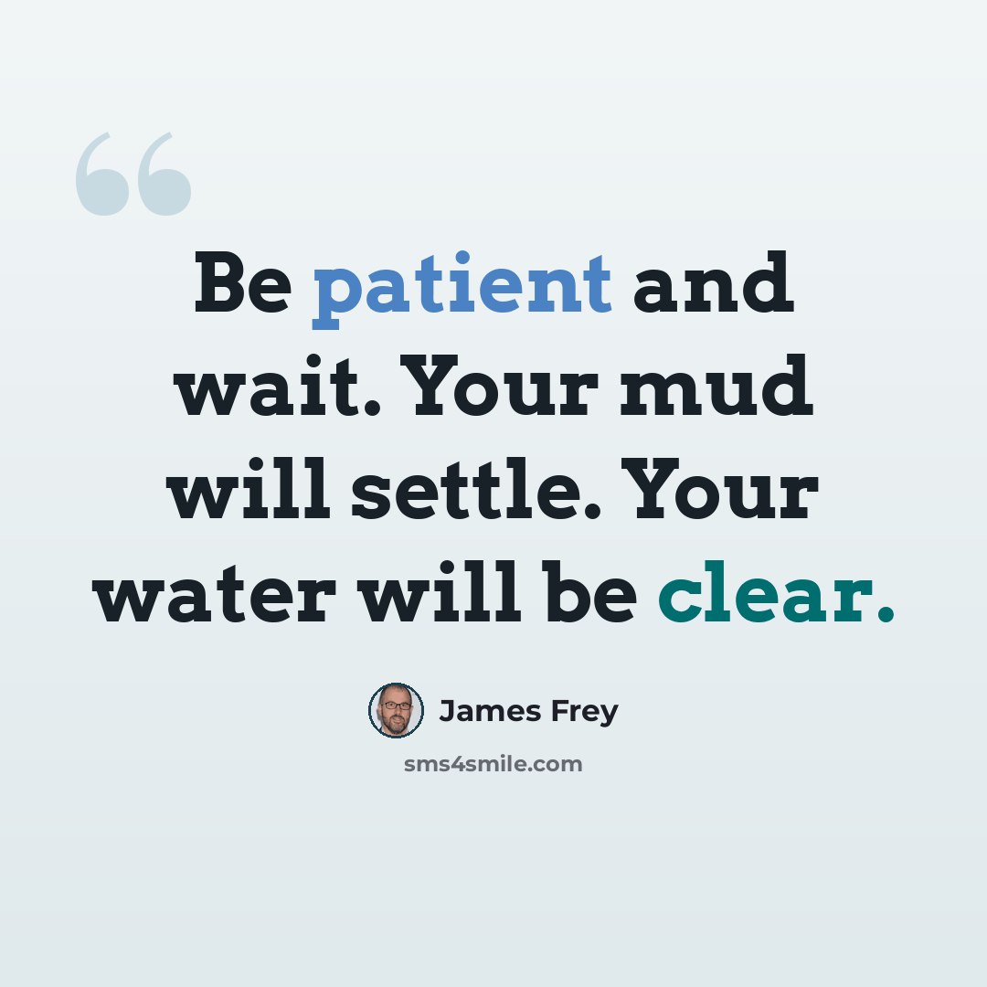 “Be patient and wait. Your mud will settle. Your water will be clear.” quote by James Frey