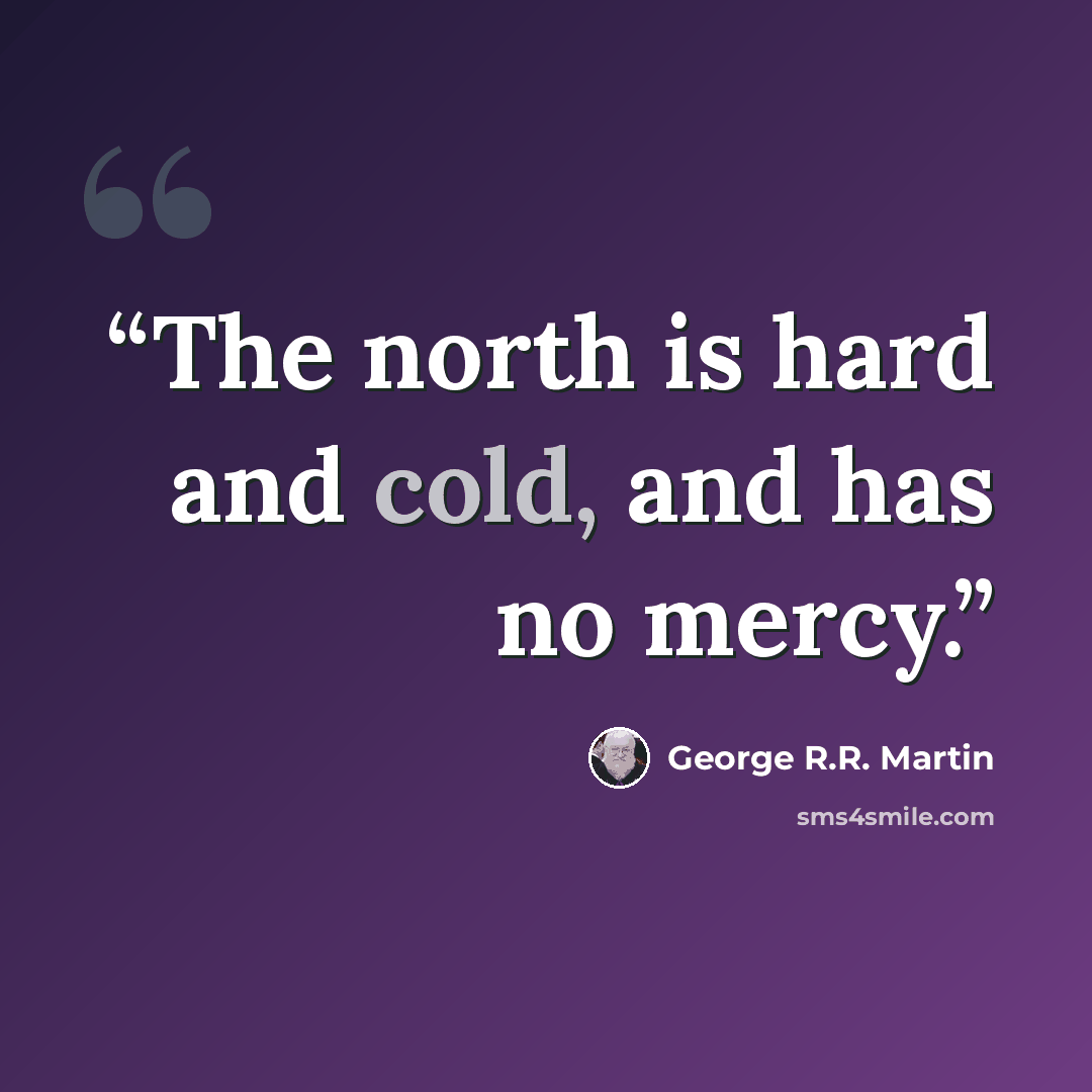 “The north is hard and cold, and has no mercy.” quote by George R.R. Martin