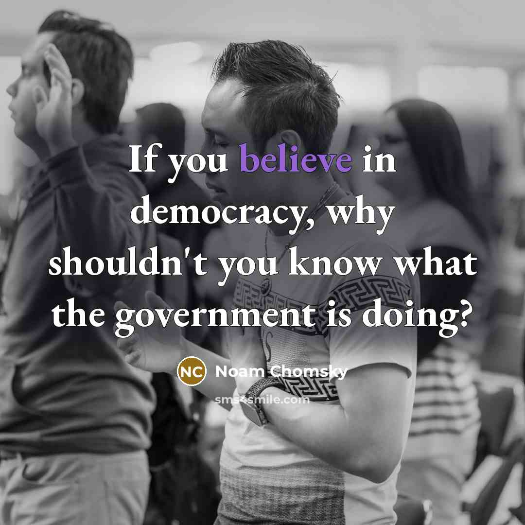 “If you believe in democracy, why shouldn't you know what the government is doing?” quote by Noam Chomsky