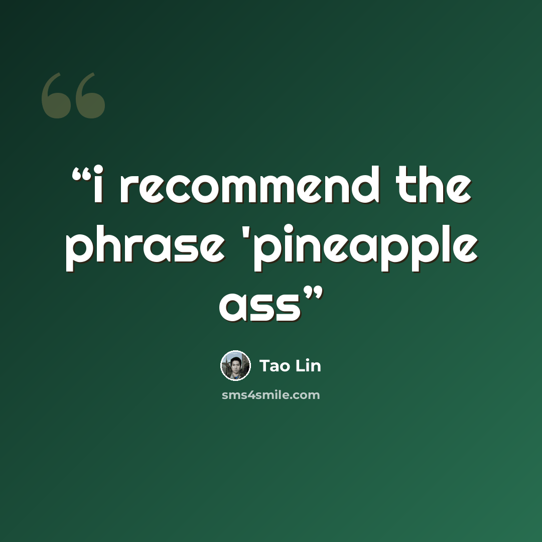 “i recommend the phrase 'pineapple ass” quote by Tao Lin
