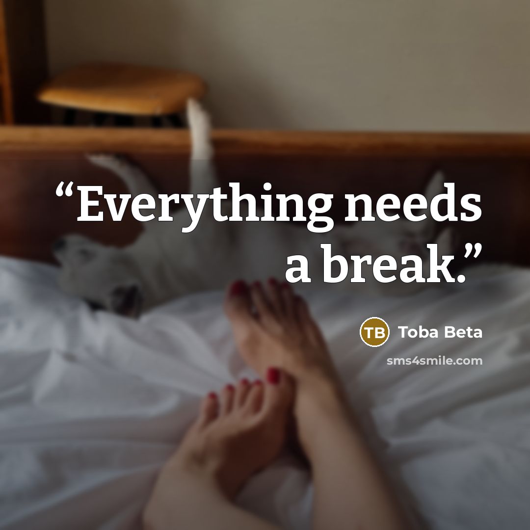 “Everything needs a break.” quote by Toba Beta