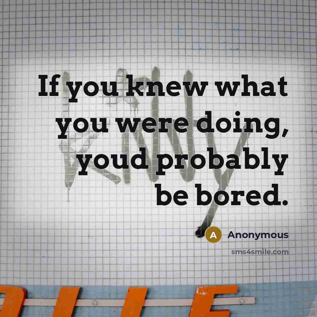 “If you knew what you were doing, youd probably be bored.” quote by Anonymous
