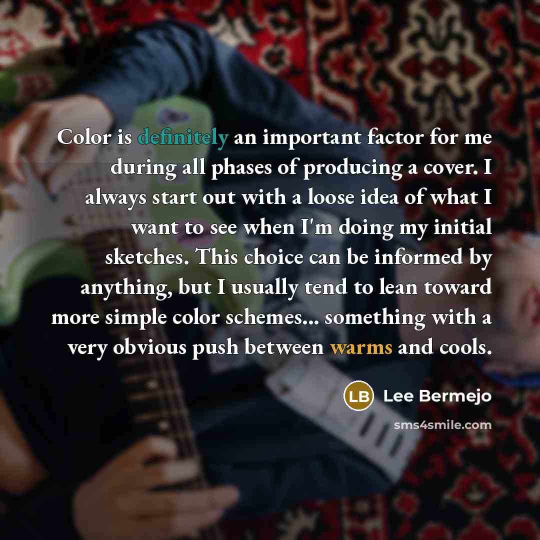 “Color is definitely an important factor for me during all phases of producing a cover. I always start out with a loose idea of what I want to see when I'm doing my initial sketches. This choice can be informed by anything, but I usually tend to lean toward more simple color schemes... something…” quote by Lee Bermejo