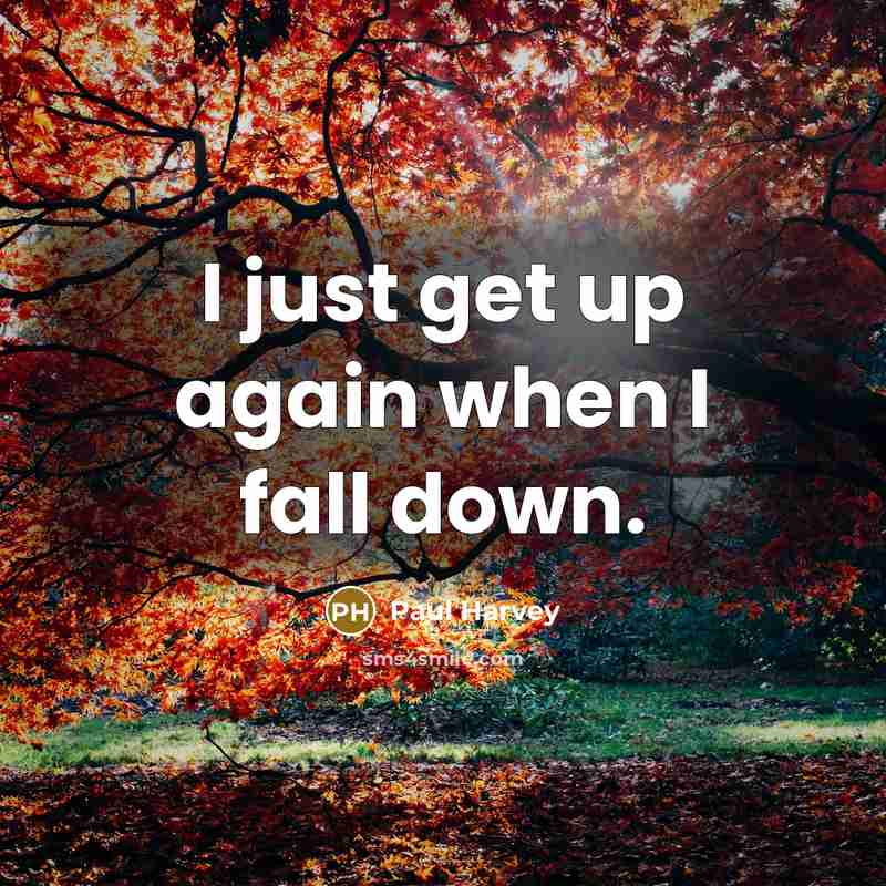 “I just get up again when I fall down.” quote by Paul Harvey