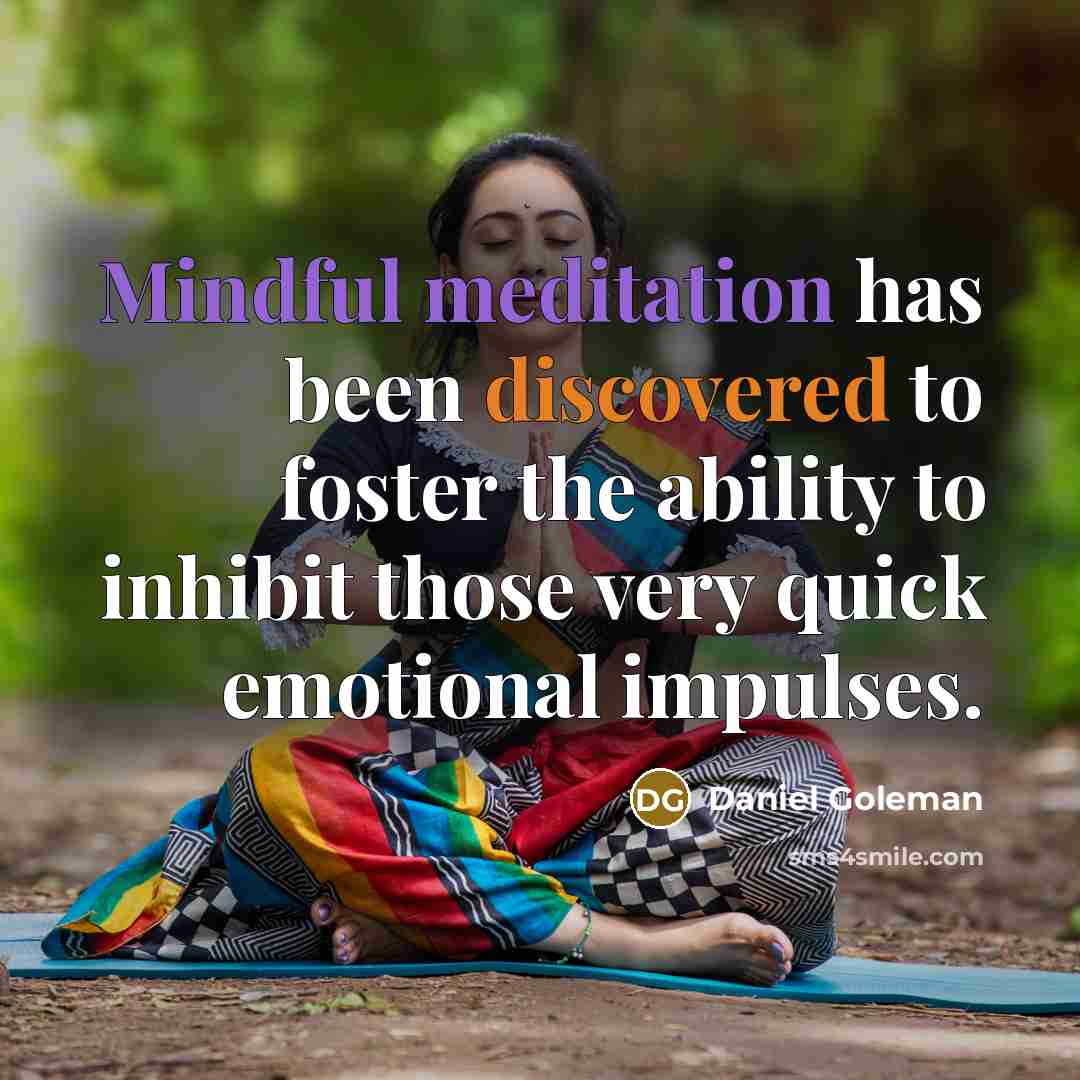 “Mindful meditation has been discovered to foster the ability to inhibit those very quick emotional impulses.” quote by Daniel Goleman