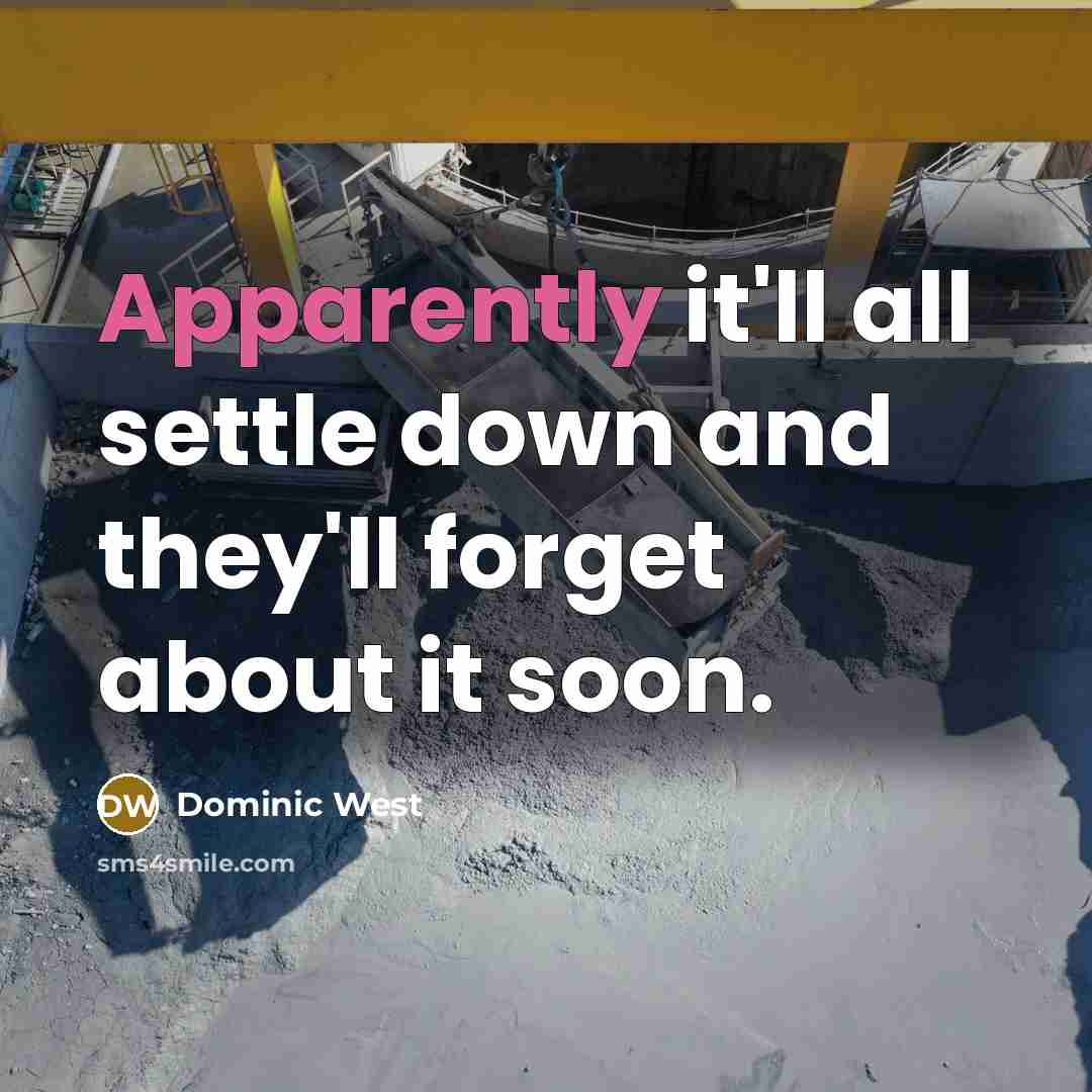 “Apparently it'll all settle down and they'll forget about it soon.” quote by Dominic West