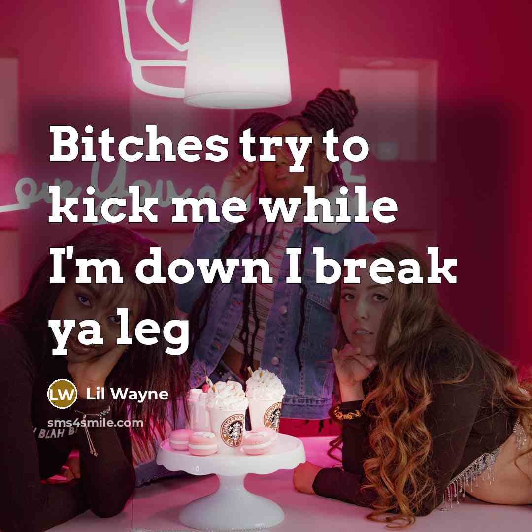 “Bitches try to kick me while I'm down I break ya leg” quote by Lil Wayne