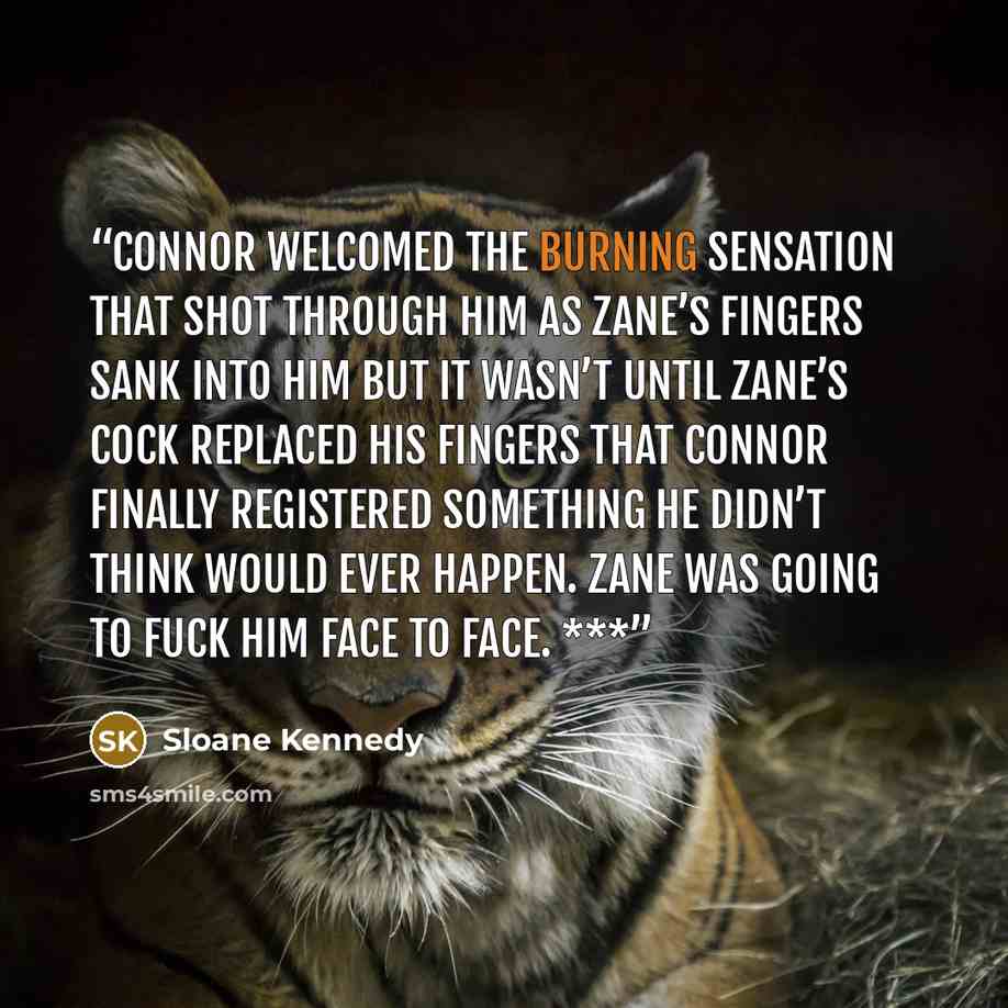 “Connor welcomed the burning sensation that shot through him as Zane’s fingers sank into him but it wasn’t until Zane’s cock replaced his fingers that Connor finally registered something he didn’t think would ever happen. Zane was going to fuck him face to face. ***” quote by Sloane Kennedy
