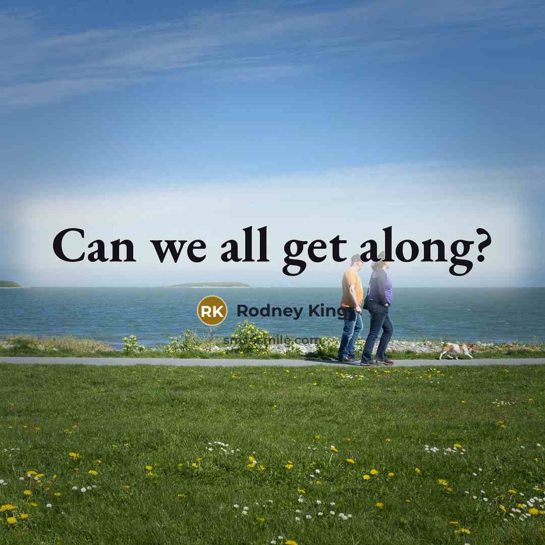 “Can we all get along?” quote by Rodney King