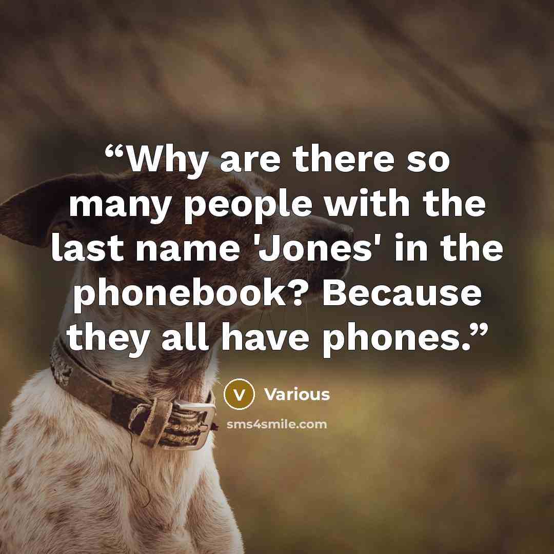 “Why are there so many people with the last name 'Jones' in the phonebook? Because they all have phones.” quote by Various