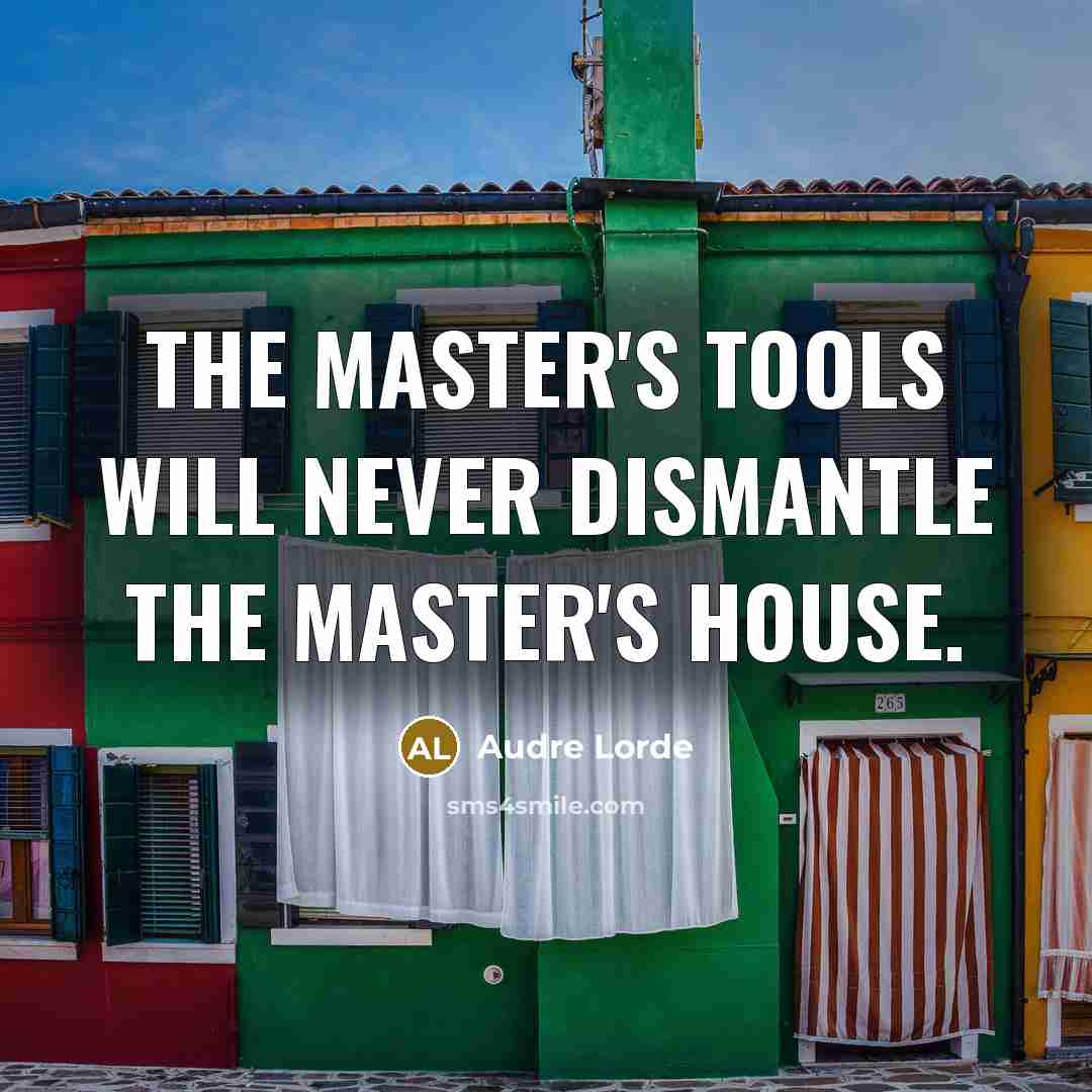 “The master's tools will never dismantle the master's house.” quote by Audre Lorde