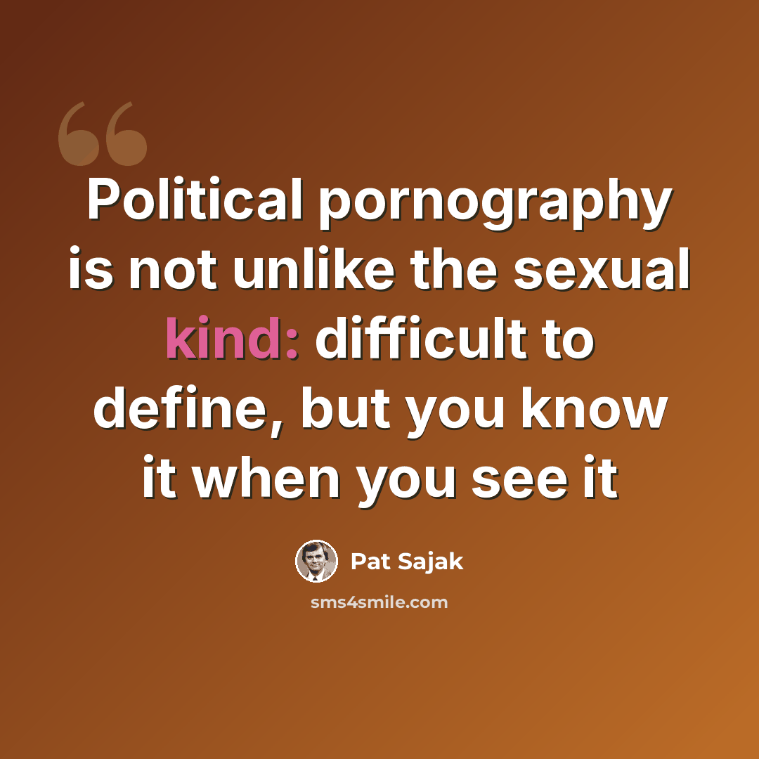 “Political pornography is not unlike the sexual kind: difficult to define, but you know it when you see it” quote by Pat Sajak