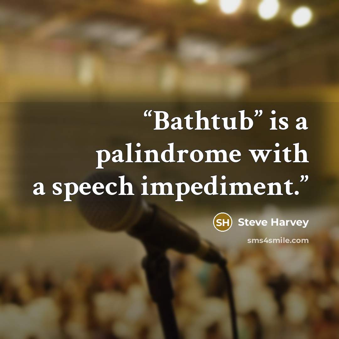 “Bathtub” is a palindrome with a speech impediment.” quote by Steve Harvey