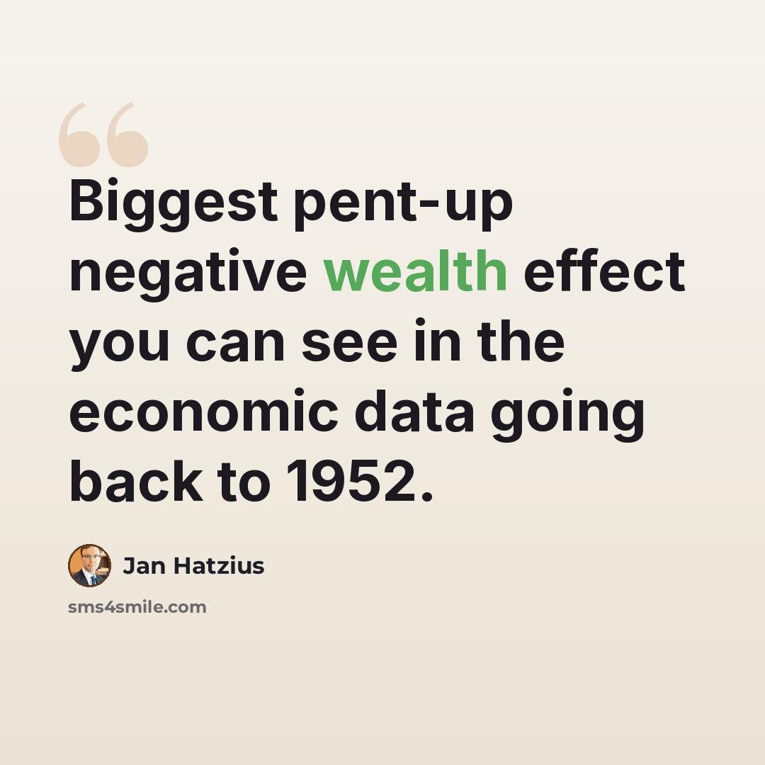 “Biggest pent-up negative wealth effect you can see in the economic data going back to 1952.” quote by Jan Hatzius