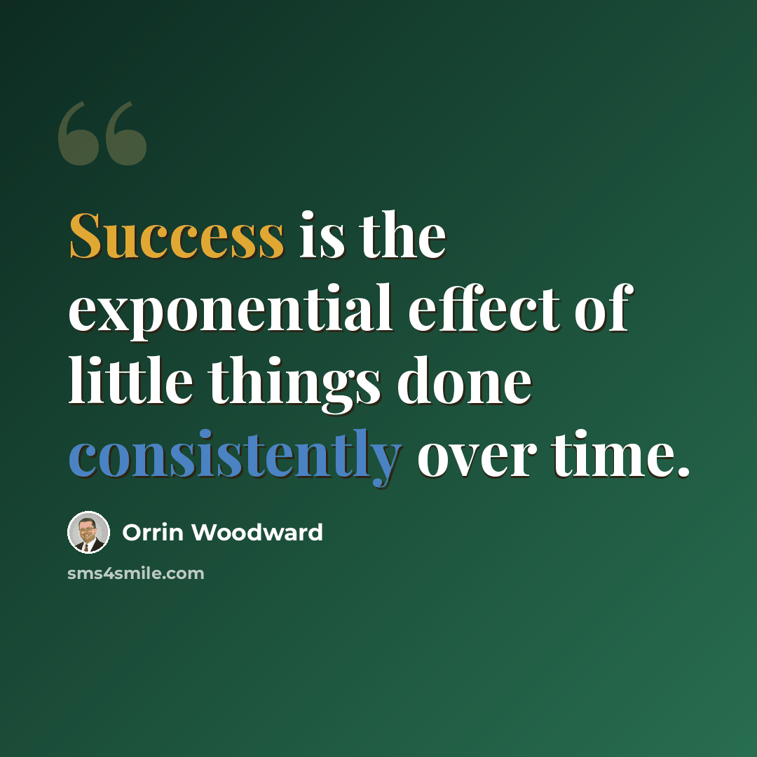 “Success is the exponential effect of little things done consistently over time.” quote by Orrin Woodward
