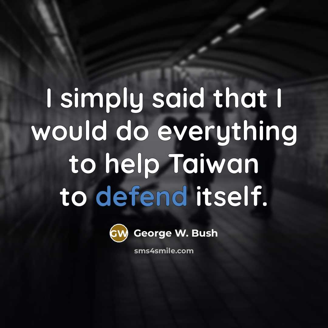 “I simply said that I would do everything to help Taiwan to defend itself.” quote by George W. Bush