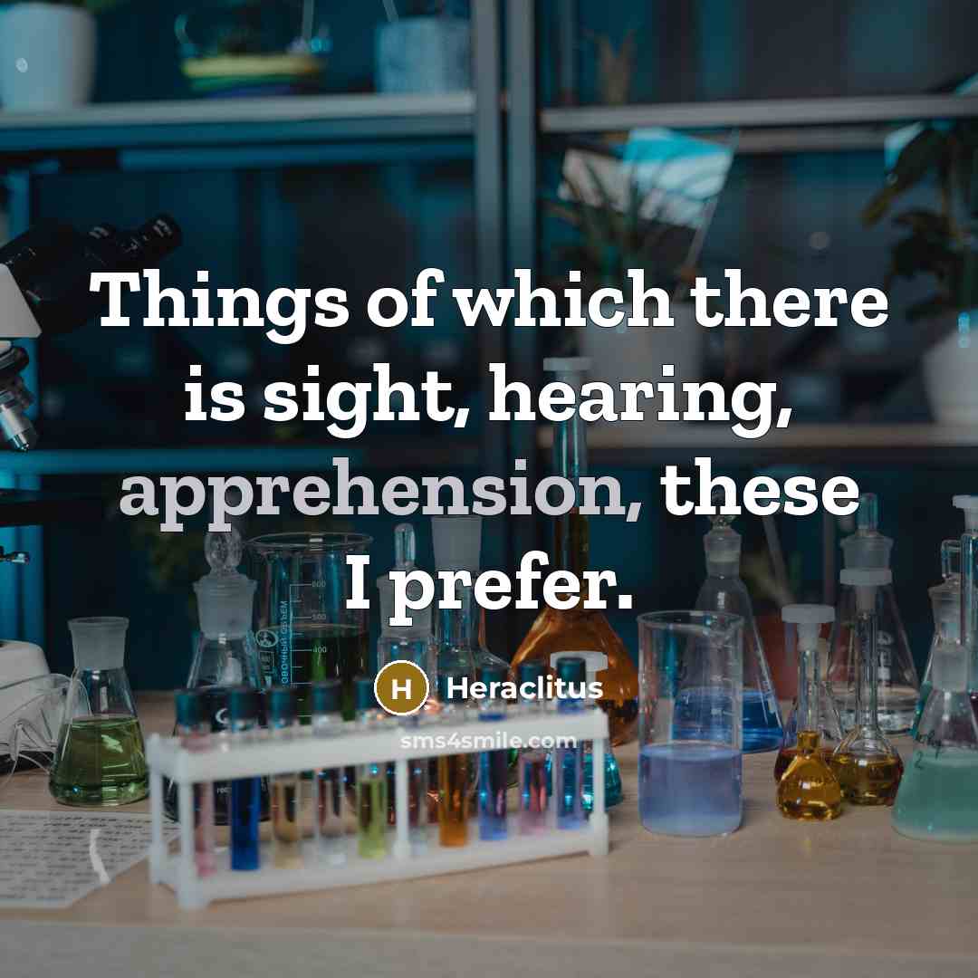 “Things of which there is sight, hearing, apprehension, these I prefer.” quote by Heraclitus