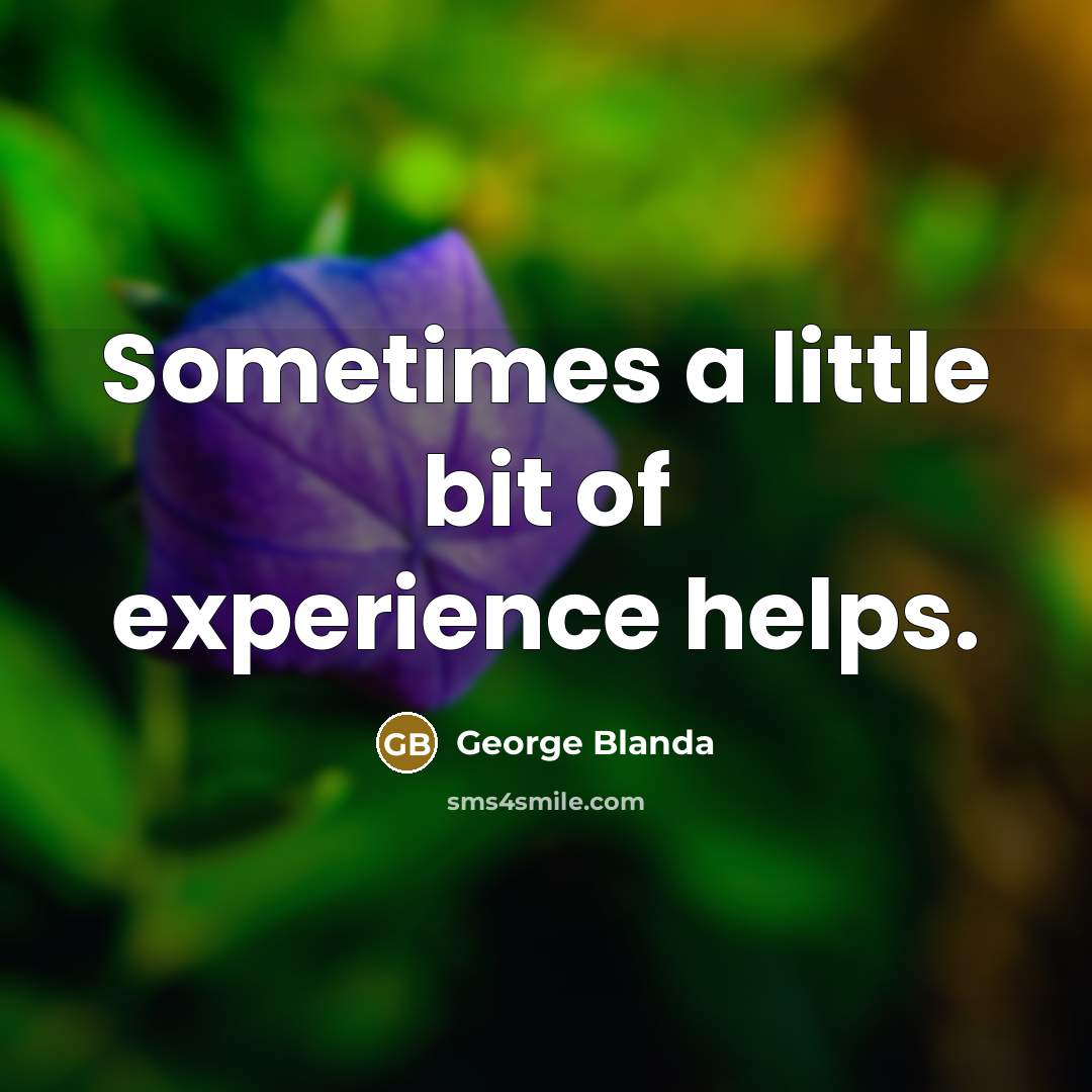 “Sometimes a little bit of experience helps.” quote by George Blanda
