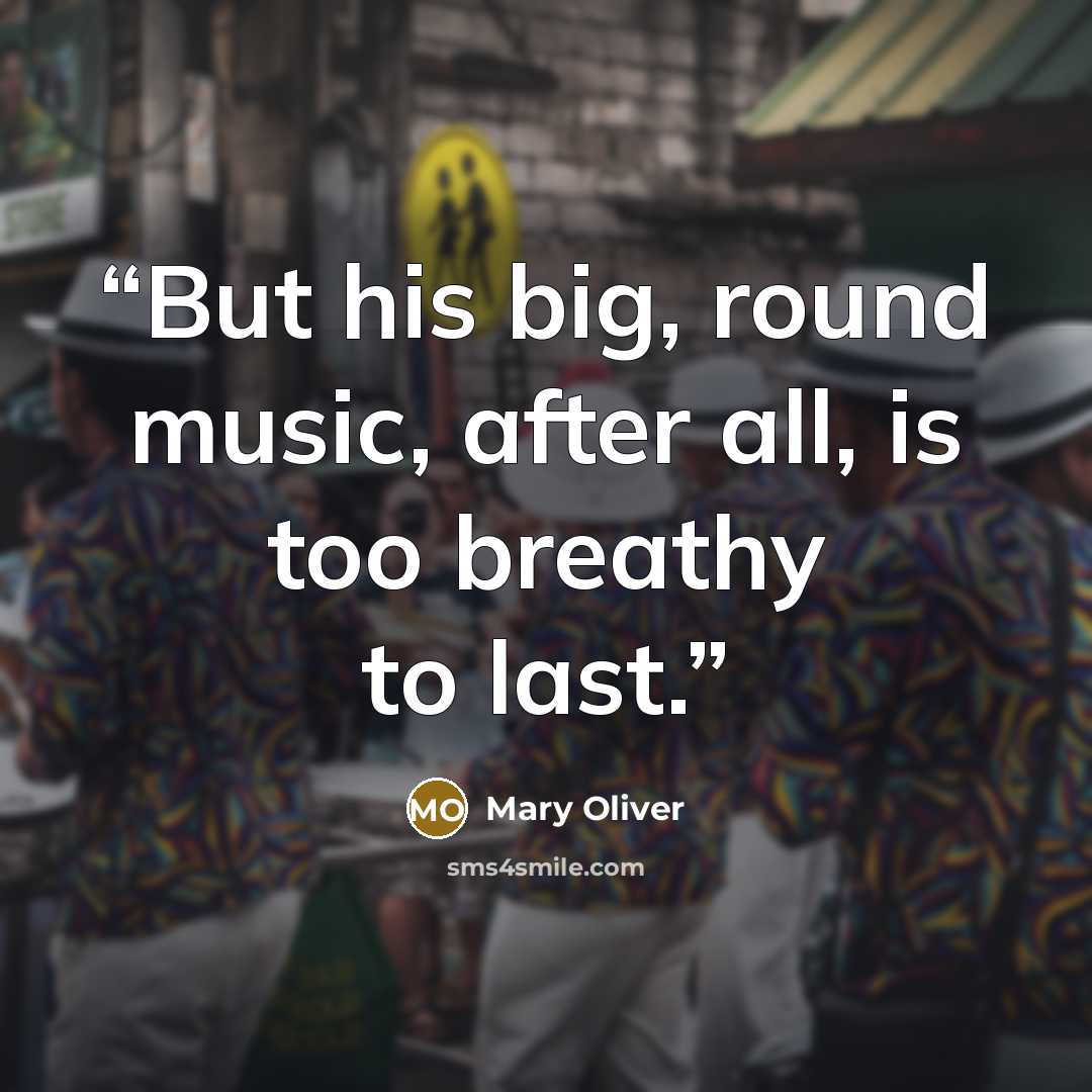 “But his big, round music, after all, is too breathy to last.” quote by Mary Oliver